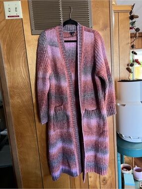 torrid Pink Multi Long Open-Front Ribbed Cardigan